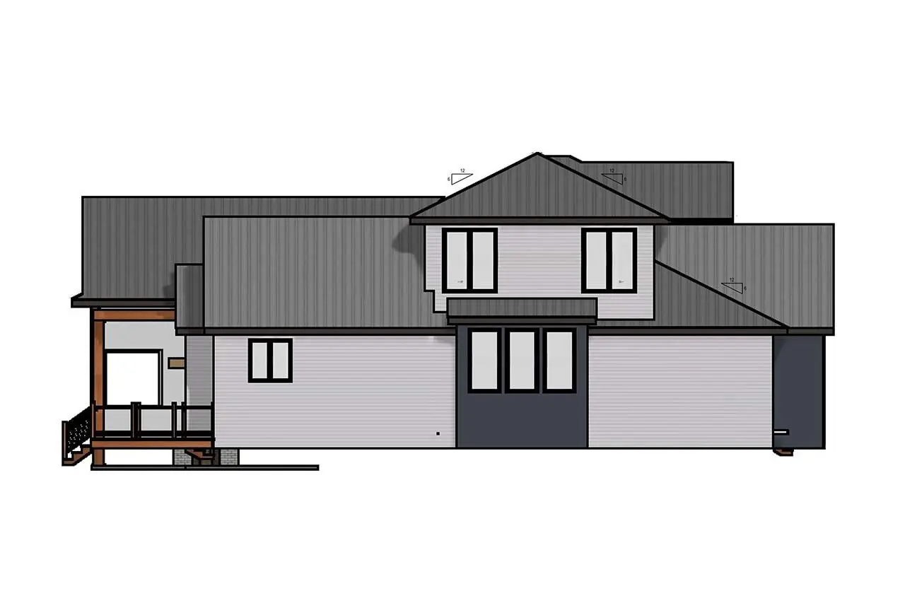 Dviejų aukštų namo projektas 350 m²: 3 Miegamieji, Darbo kambarys, 3 Vonios, Atvira virtuvė, be Garažo
