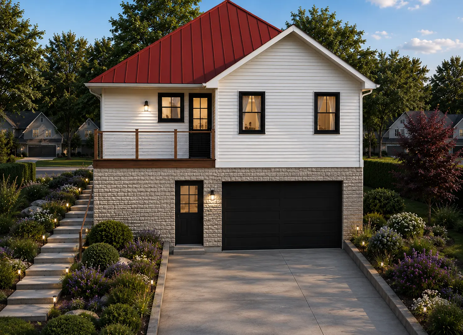 Vieno aukšto namo projektas + rūsiu 314 m²: 3 Miegamieji, 3 Vonios, Atvira virtuvė, Garažas