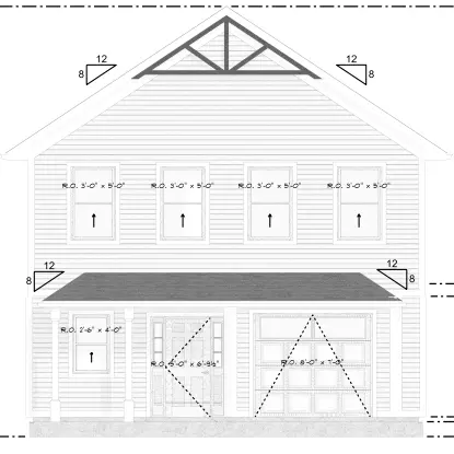 Dviejų aukštų namo projektas 178 m²: 4 Miegamieji, 3 Vonios, Garažas