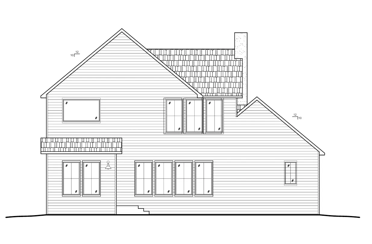 Dviejų aukštų namo projektas 305 m²: 2 Miegamieji, Darbo kambarys, 3 Vonios, Atvira virtuvė, Garažas