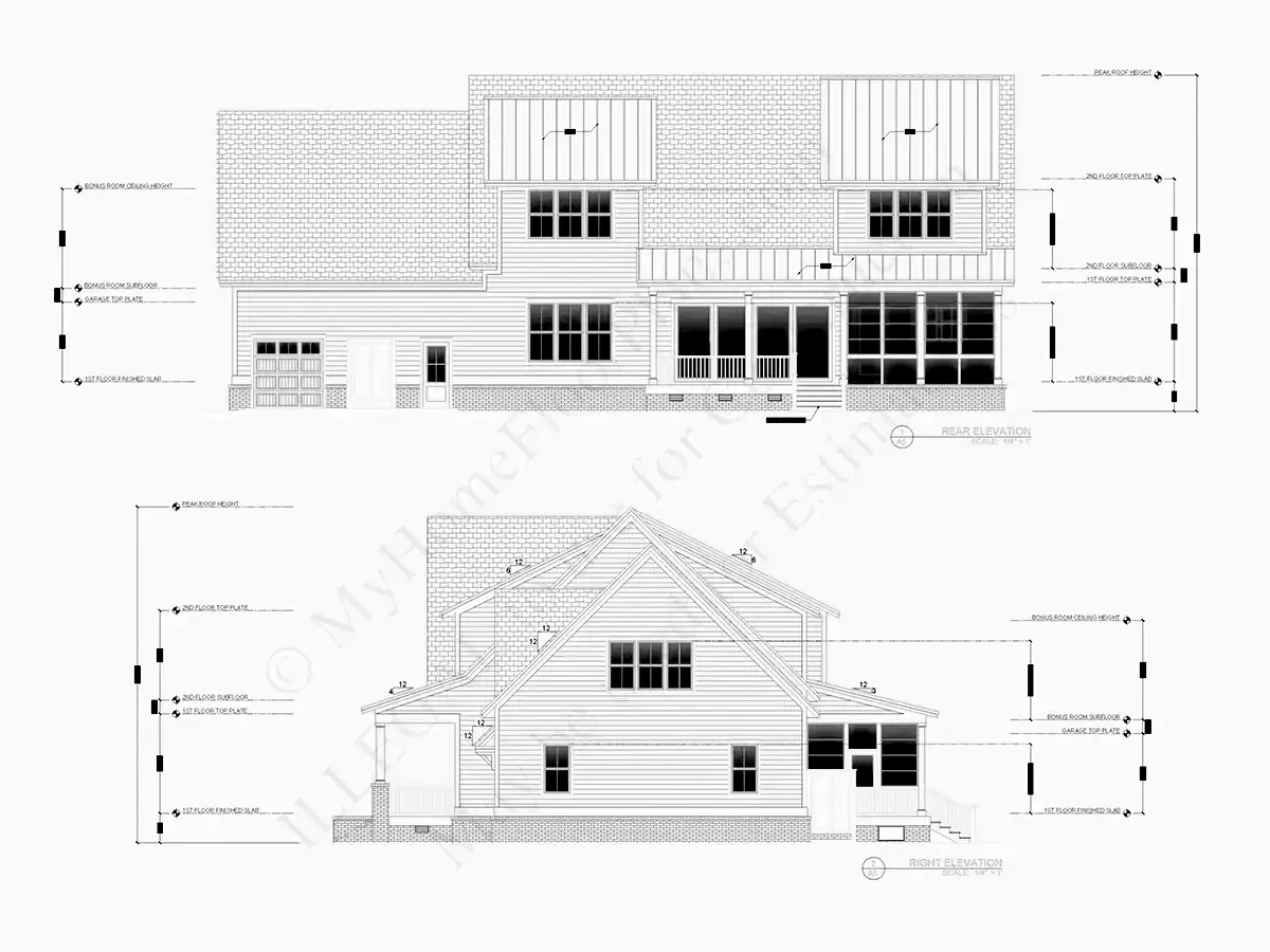 Namo projektas su mansarda 315 m²: 4 Miegamieji, Darbo kambarys, 4 Vonios, Atvira virtuvė, Garažas
