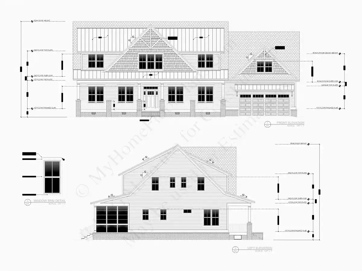 Namo projektas su mansarda 315 m²: 4 Miegamieji, Darbo kambarys, 4 Vonios, Atvira virtuvė, Garažas