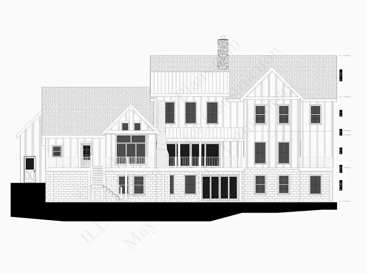 Dviejų aukštų namo projektas + rūsiu 466 m²: 5 Miegamieji, 6 Vonios, Atvira virtuvė, Garažas