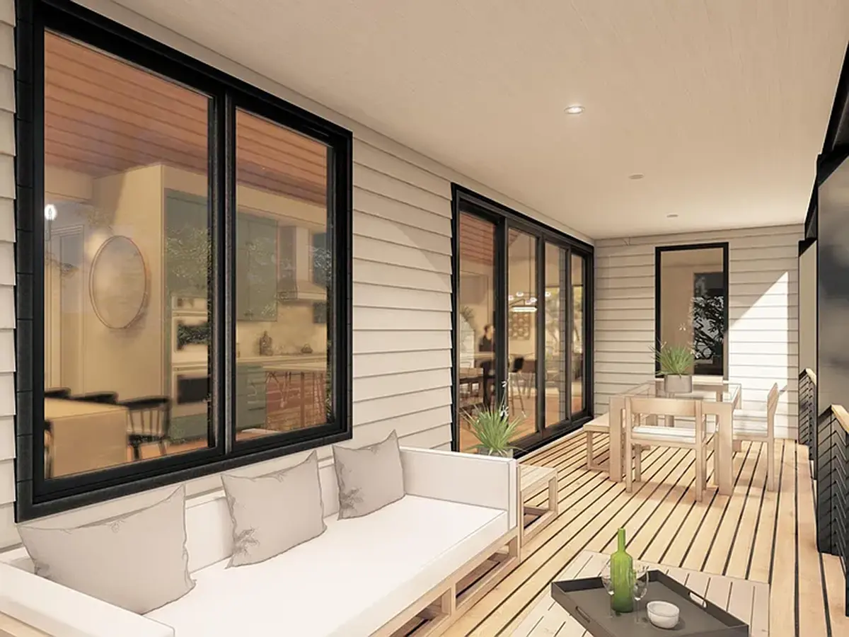 Vieno aukšto namo projektas 181 m²: 3 Miegamieji, 2 Vonios, Atvira virtuvė, be Garažo