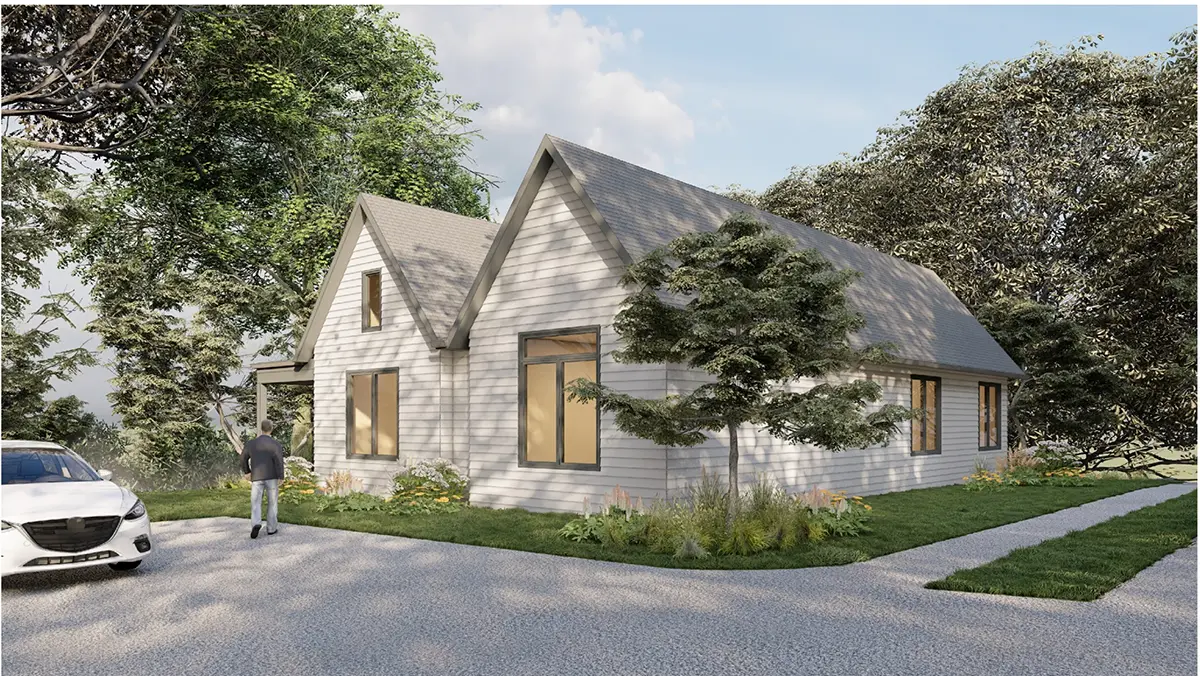 Vieno aukšto namo projektas 181 m²: 3 Miegamieji, 2 Vonios, Atvira virtuvė, be Garažo