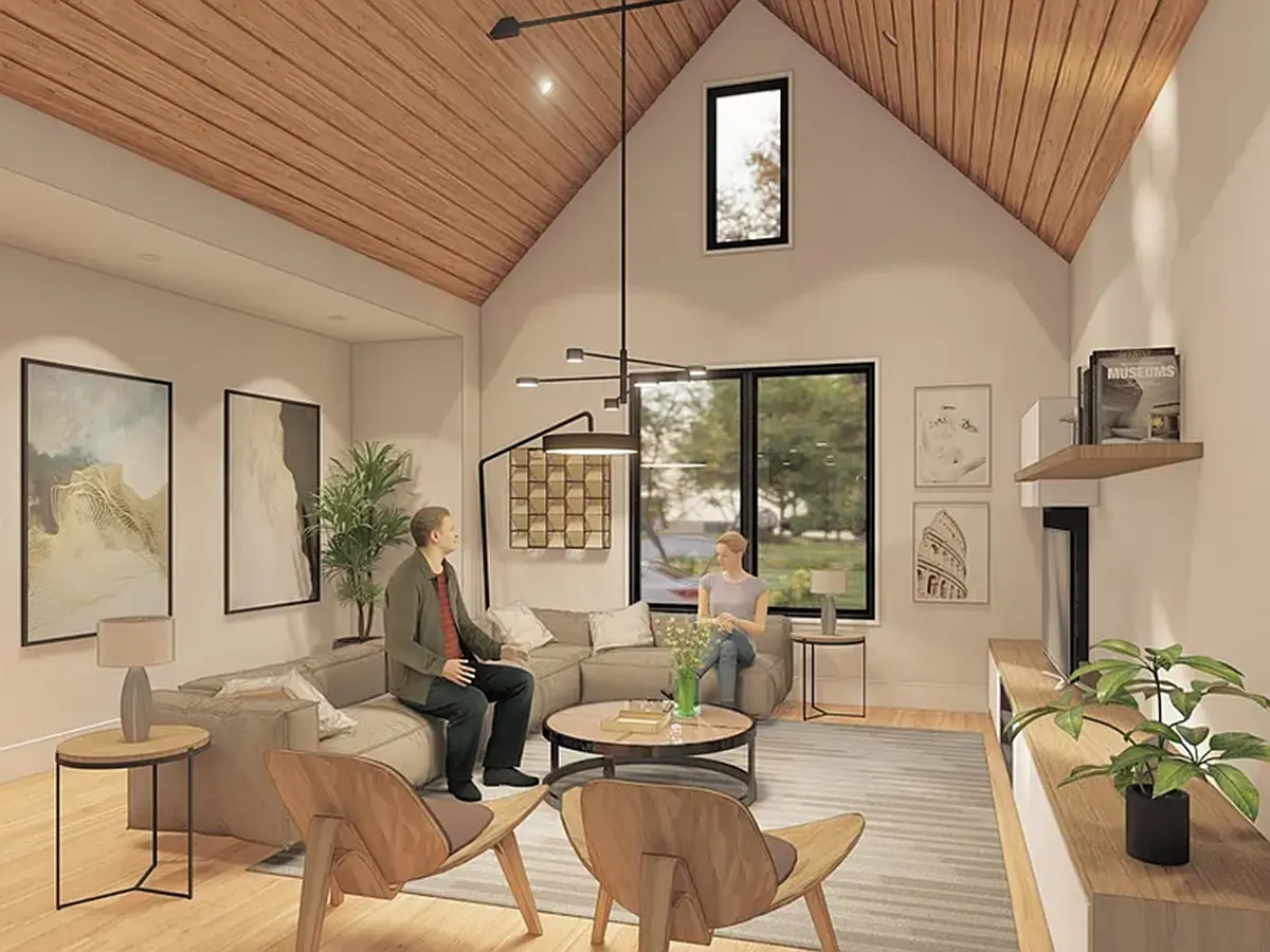 Vieno aukšto namo projektas 181 m²: 3 Miegamieji, 2 Vonios, Atvira virtuvė, be Garažo