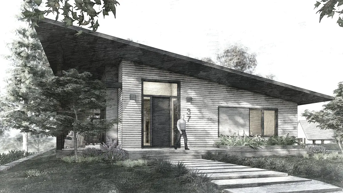 Vieno aukšto namo projektas 173 m²: 3 Miegamieji, 2 Vonios, Atvira virtuvė, be Garažo