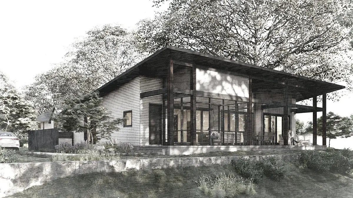 Vieno aukšto namo projektas 173 m²: 3 Miegamieji, 2 Vonios, Atvira virtuvė, be Garažo