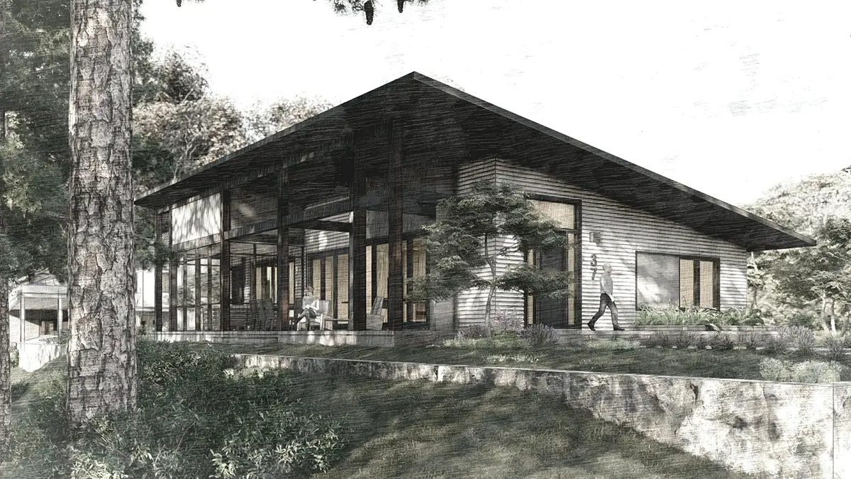 Vieno aukšto namo projektas 173 m²: 3 Miegamieji, 2 Vonios, Atvira virtuvė, be Garažo
