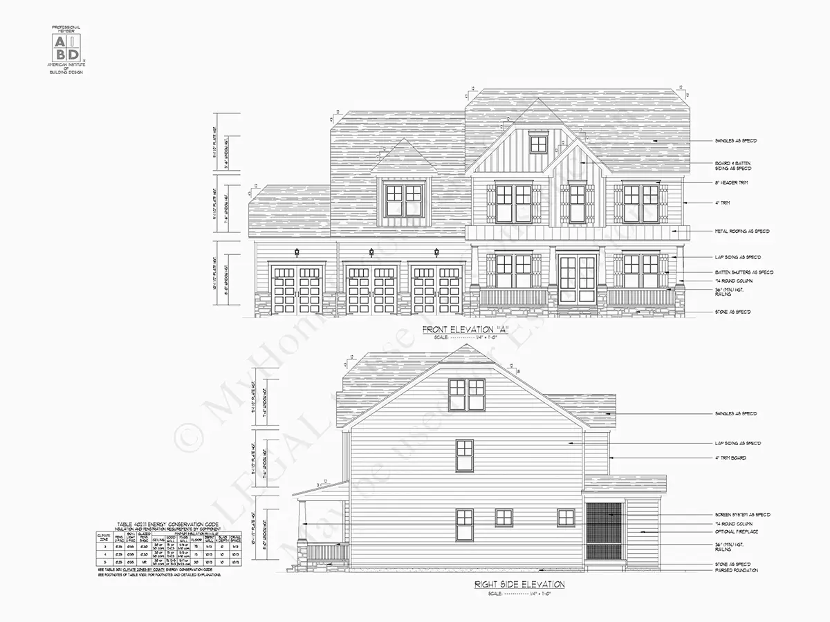 Dviejų aukštų namo projektas 341 m²: 5 Miegamieji, Darbo kambarys, 4 Vonios, Atvira virtuvė, Garažas