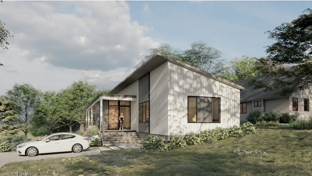 Vieno aukšto namo projektas 196 m²: 4 Miegamieji, Darbo kambarys, 4 Vonios, Atvira virtuvė, be Garažo