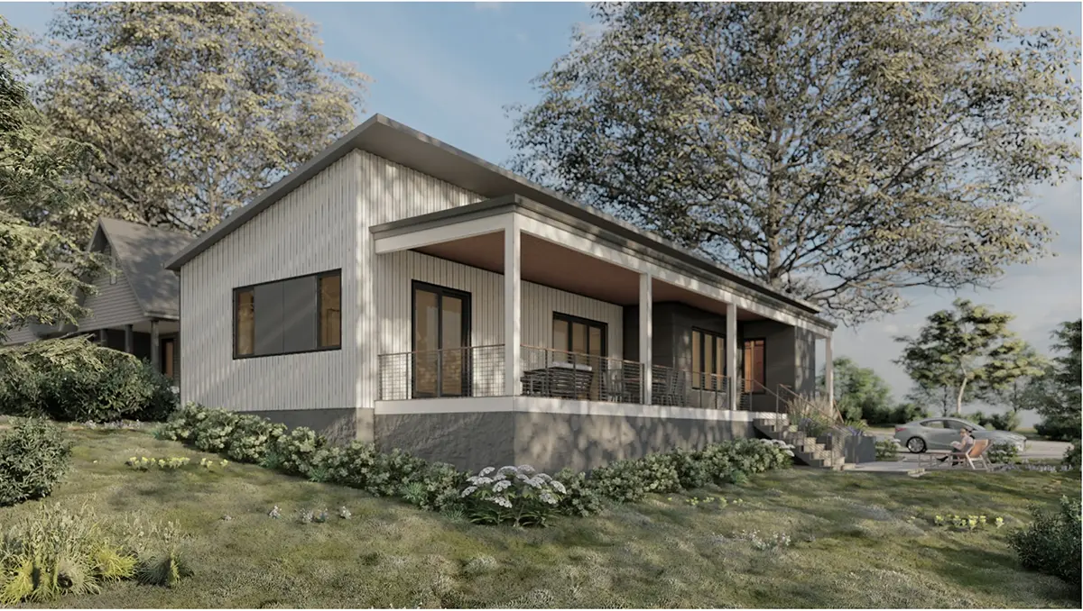 Vieno aukšto namo projektas 196 m²: 4 Miegamieji, Darbo kambarys, 4 Vonios, Atvira virtuvė, be Garažo