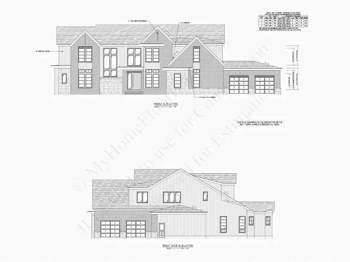 Dviejų aukštų namo projektas 582 m²: 4 Miegamieji, Darbo kambarys, 6 Vonios, Atvira virtuvė, Garažas