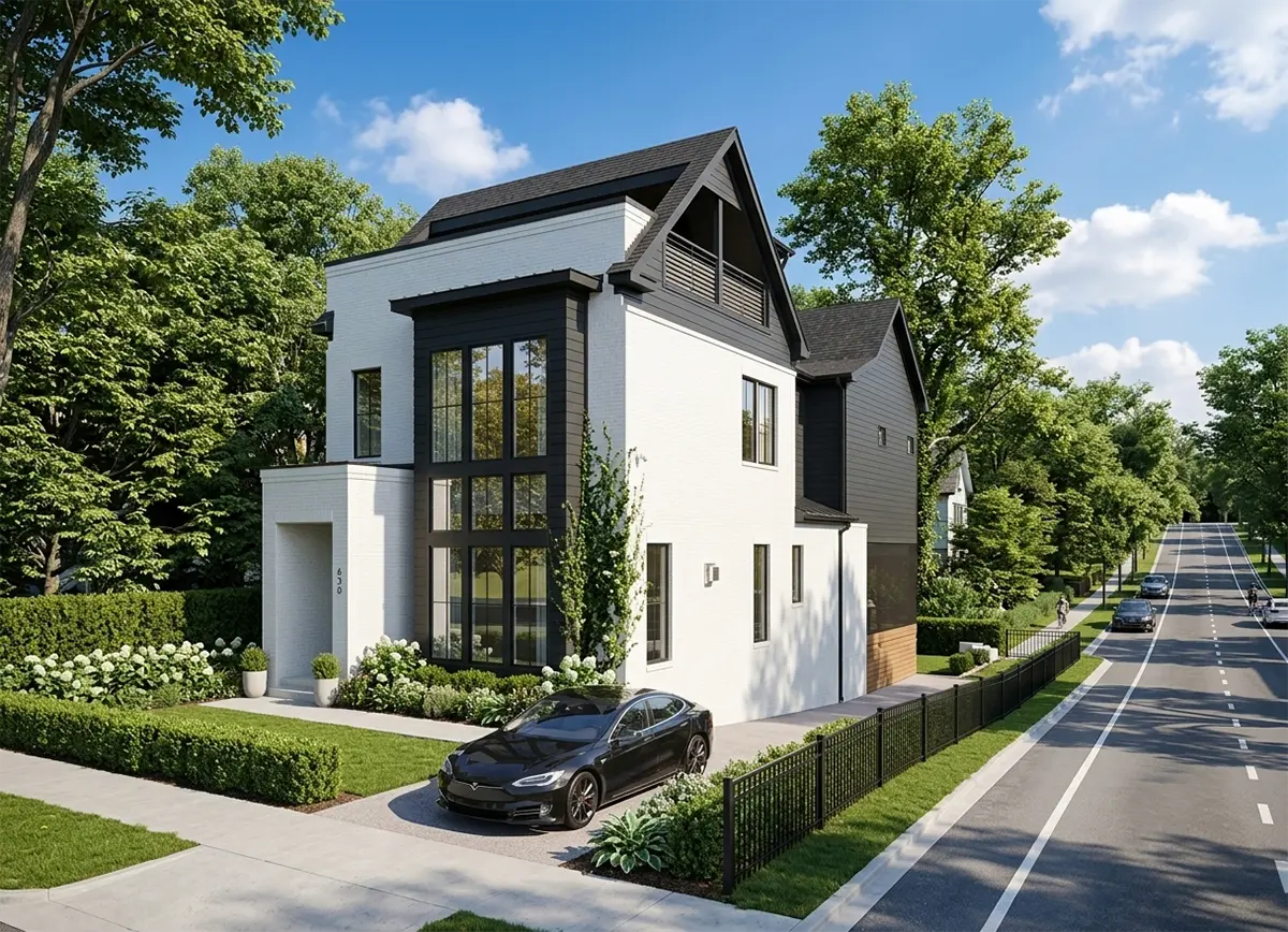 Trijų aukštų namo projektas 238 m²: 4 Miegamieji, 3 Vonios, Atvira virtuvė, be Garažo