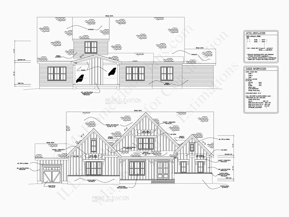 Namo projektas su mansarda 386 m²: 4 Miegamieji, Darbo kambarys, 5 Vonios, Atvira virtuvė, Garažas