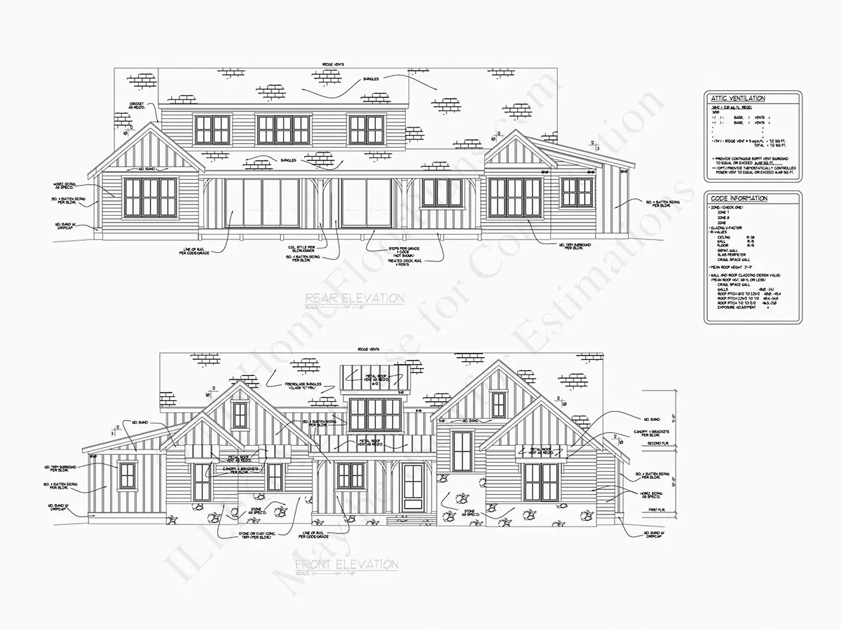 Namo projektas su mansarda 387 m²: 4 Miegamieji, Darbo kambarys, 5 Vonios, Atvira virtuvė, Garažas