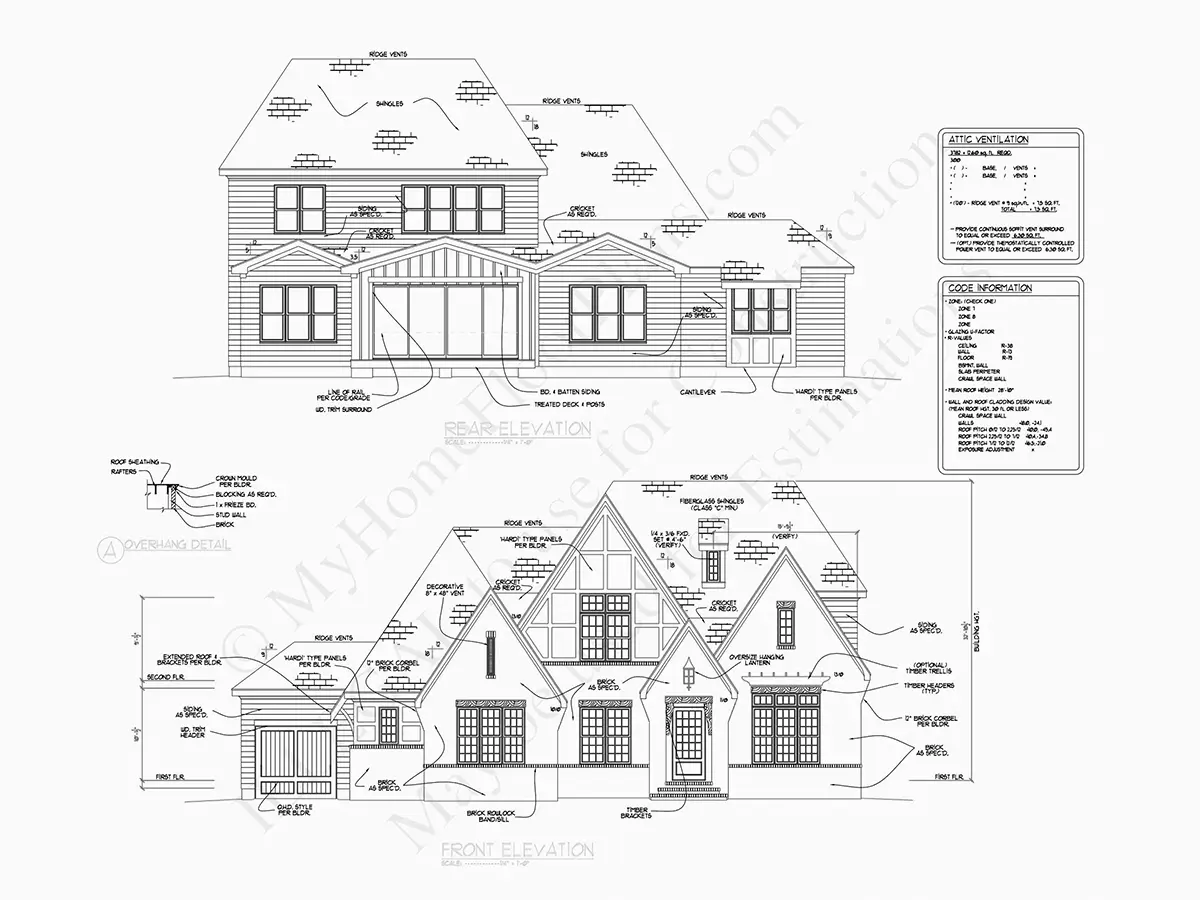 Namo projektas su mansarda 346 m²: 4 Miegamieji, 5 Vonios, Atvira virtuvė, Garažas