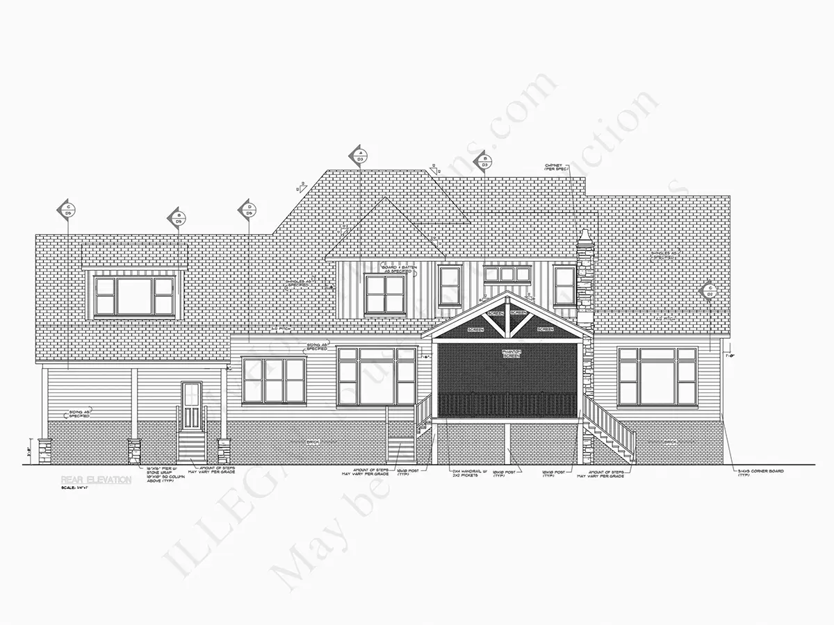 Dviejų aukštų namo projektas 409 m²: 4 Miegamieji, Darbo kambarys, 5 Vonios, Atvira virtuvė, Garažas
