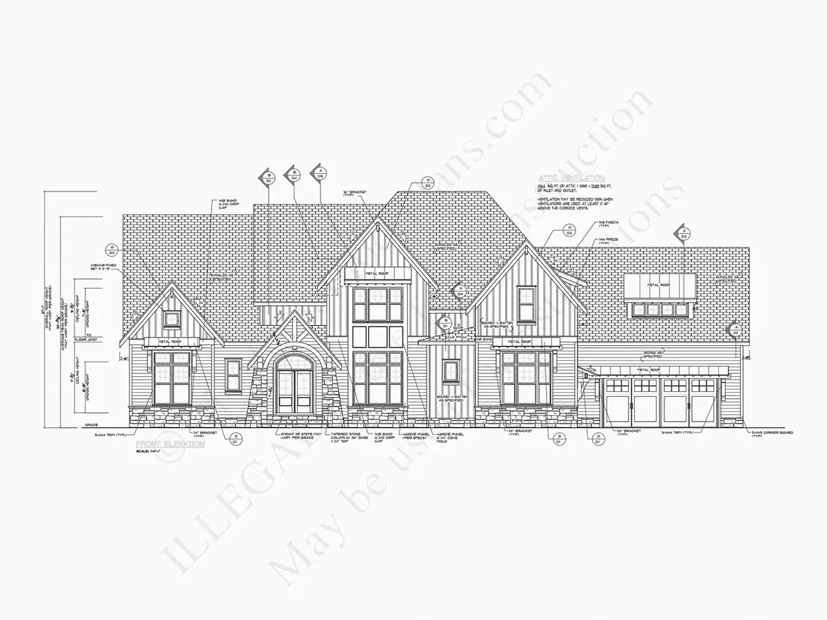 Dviejų aukštų namo projektas 409 m²: 4 Miegamieji, Darbo kambarys, 5 Vonios, Atvira virtuvė, Garažas