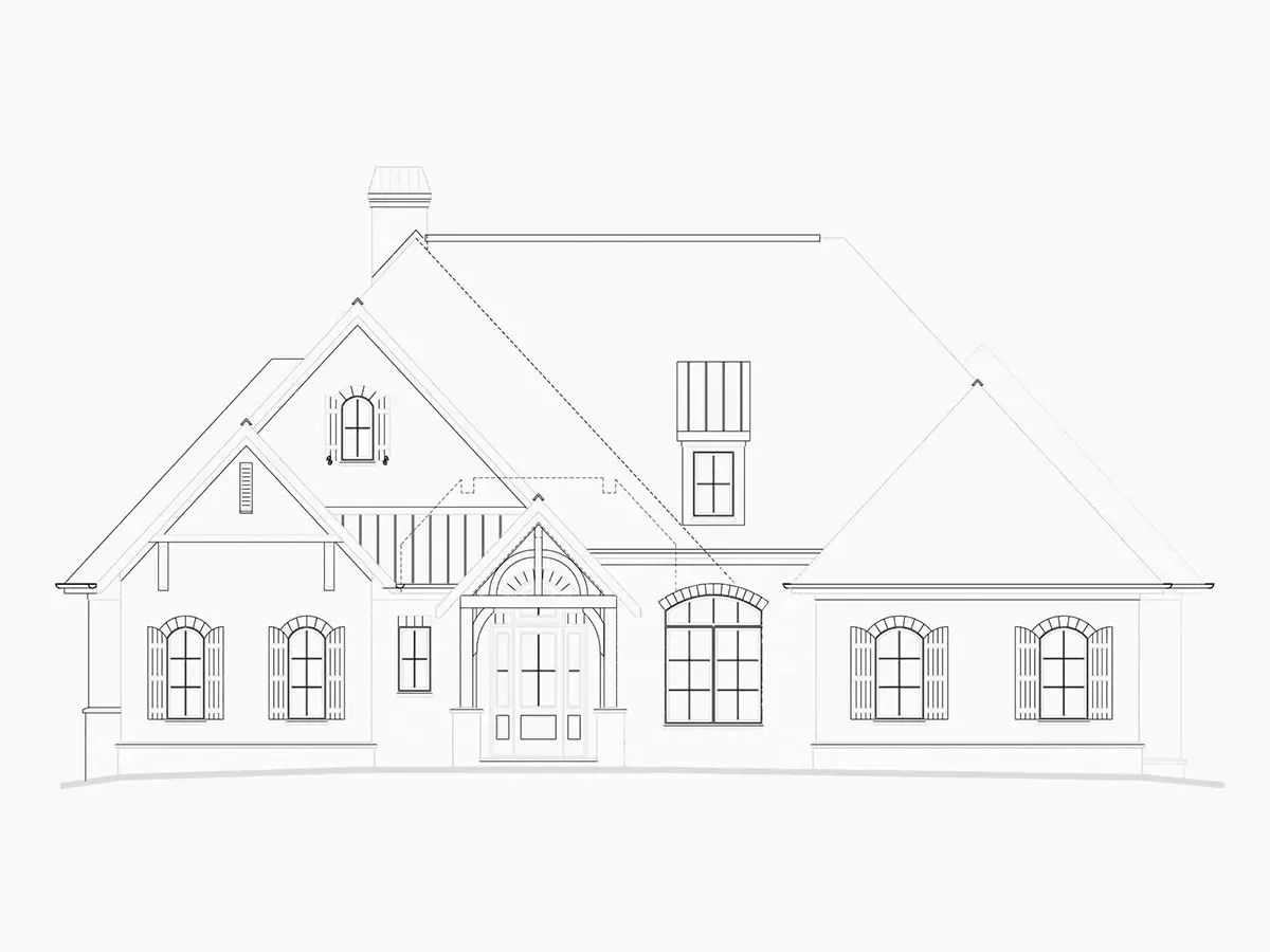 Vieno aukšto namo projektas 257 m²: 2 Miegamieji, Darbo kambarys, 4 Vonios, Atvira virtuvė, Garažas