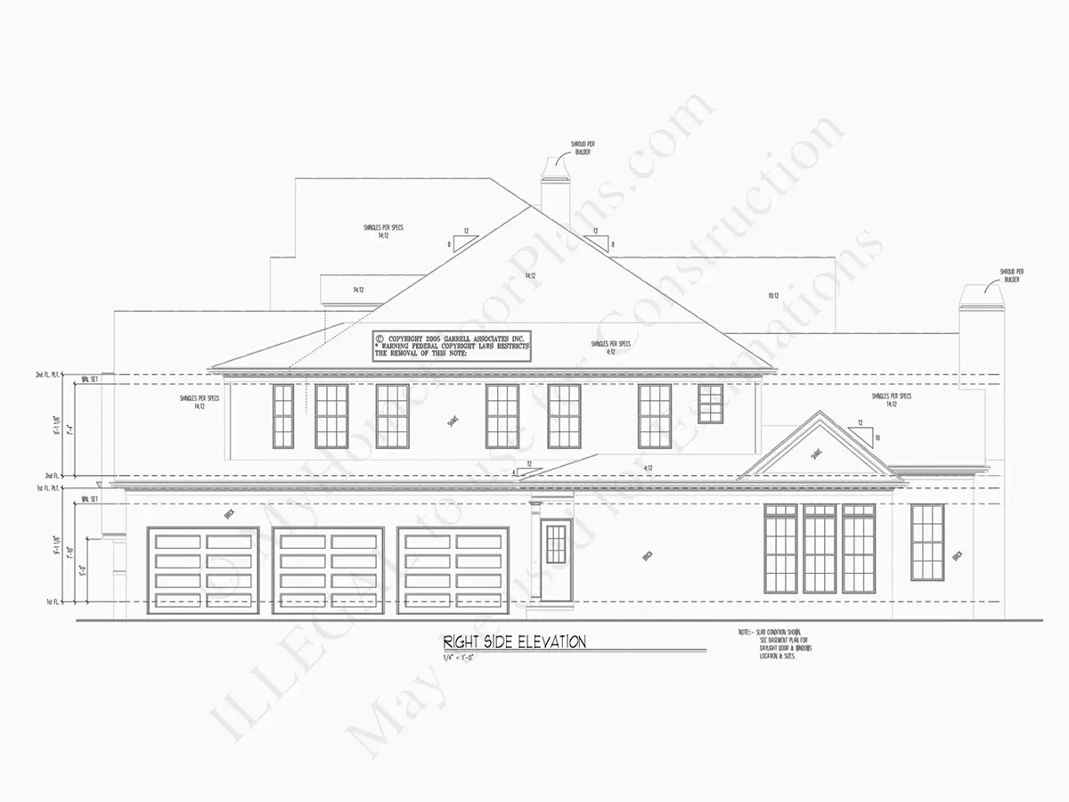 Dviejų aukštų namo projektas 350 m²: 4 Miegamieji, Darbo kambarys, 4 Vonios, Garažas