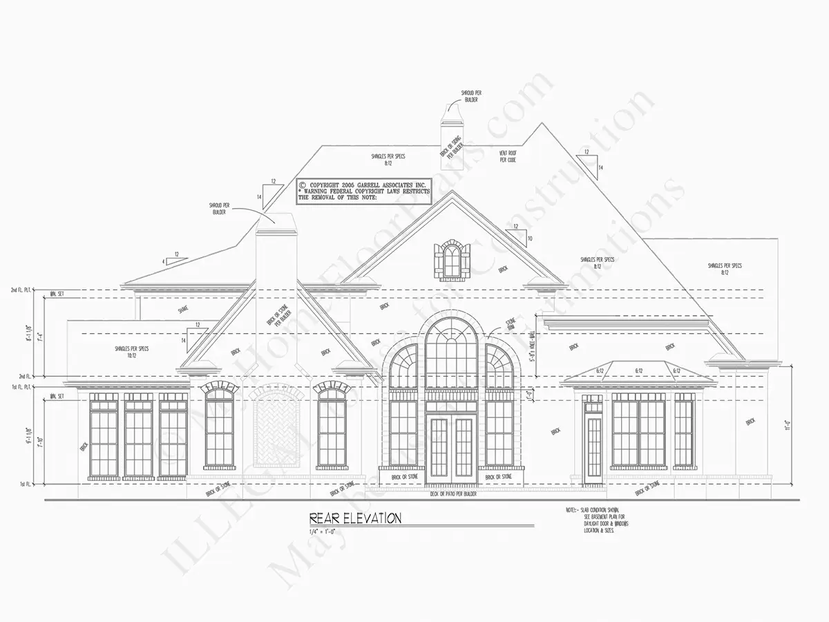 Dviejų aukštų namo projektas 350 m²: 4 Miegamieji, Darbo kambarys, 4 Vonios, Garažas