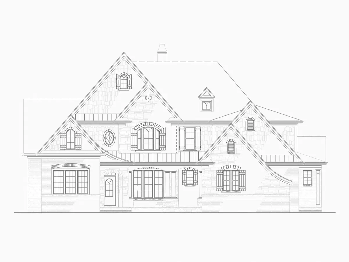Dviejų aukštų namo projektas 350 m²: 4 Miegamieji, Darbo kambarys, 4 Vonios, Garažas