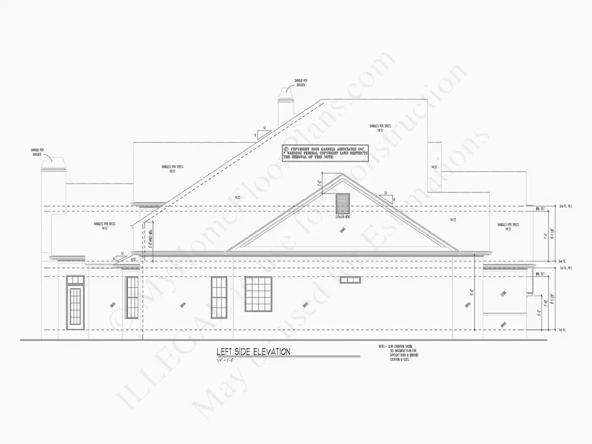 Dviejų aukštų namo projektas 350 m²: 4 Miegamieji, Darbo kambarys, 4 Vonios, Garažas