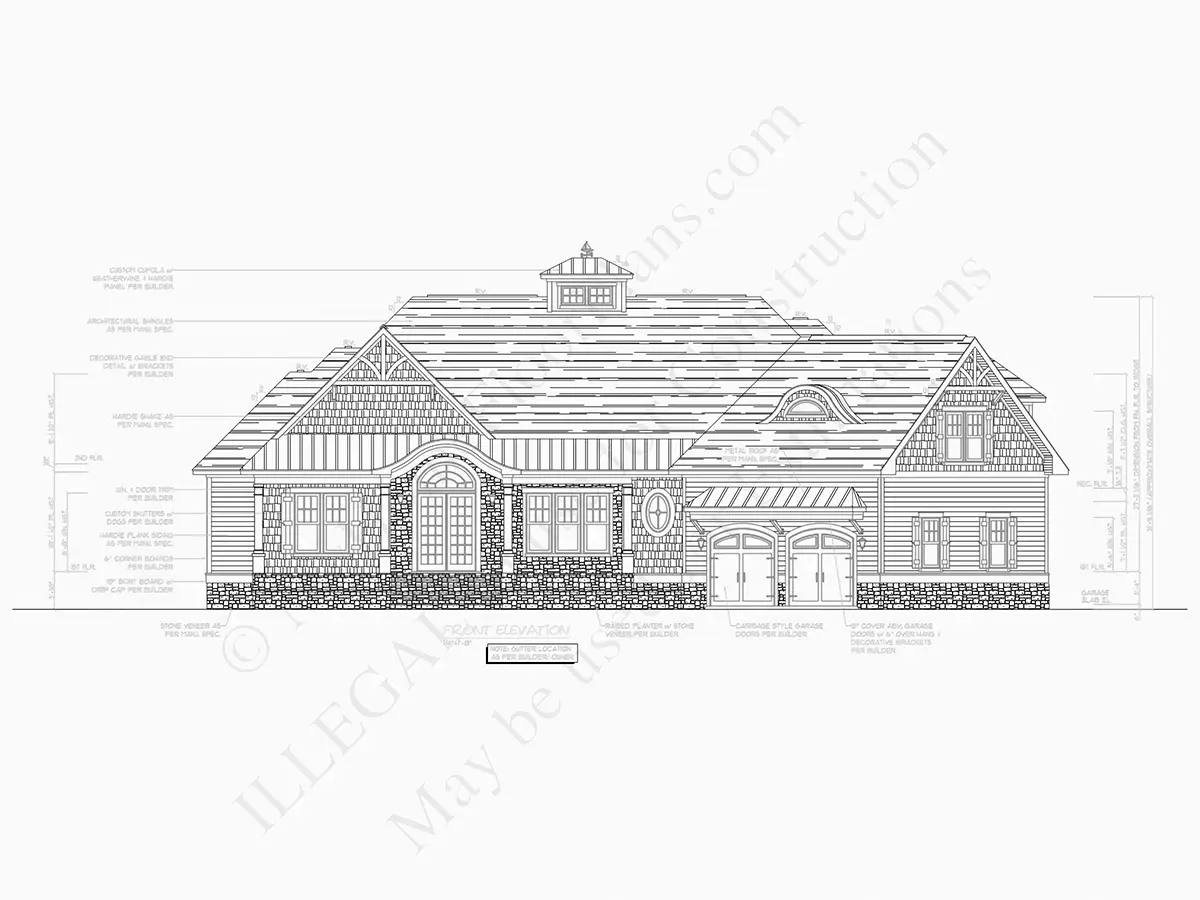 Namo projektas su mansarda 408 m²: 3 Miegamieji, Darbo kambarys, 4 Vonios, Atvira virtuvė, Garažas