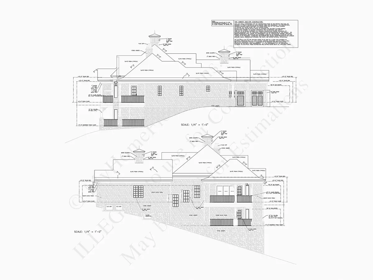 Vieno aukšto namo projektas + rūsiu 425 m²: 4 Miegamieji, Darbo kambarys, 5 Vonios, Atvira virtuvė, Garažas