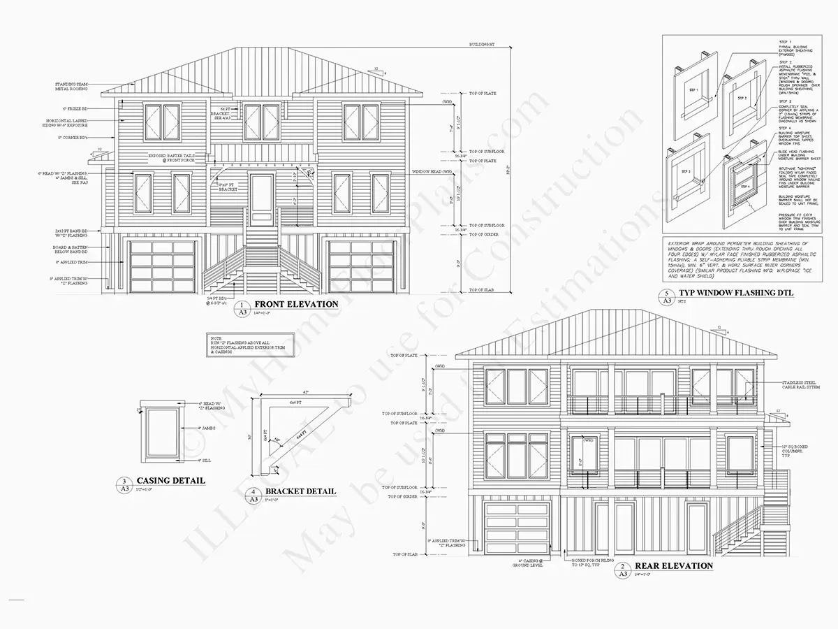 Trijų aukštų namo projektas 311 m²: 5 Miegamieji, 4 Vonios, Atvira virtuvė, Garažas