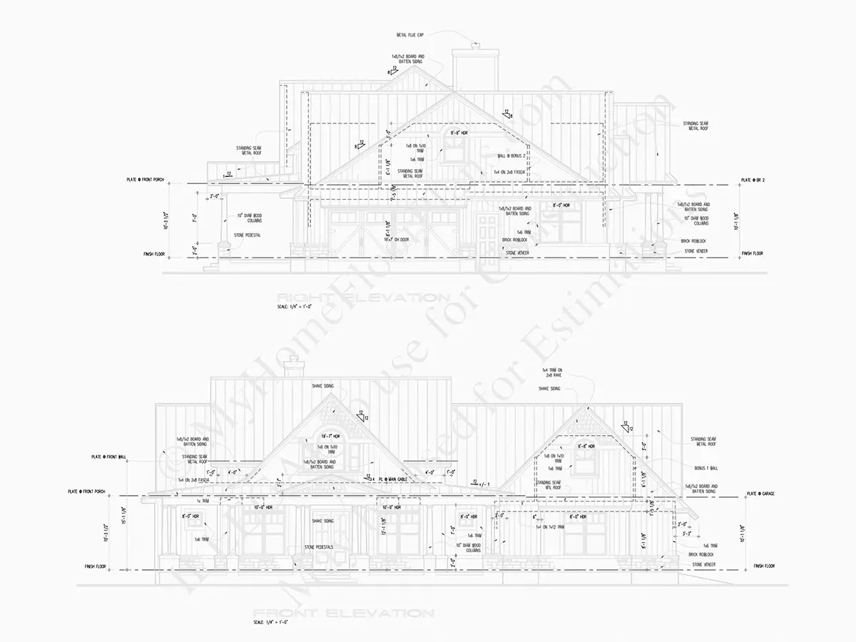 Namo projektas su mansarda 272 m²: 2 Miegamieji, Darbo kambarys, 4 Vonios, Atvira virtuvė, Garažas