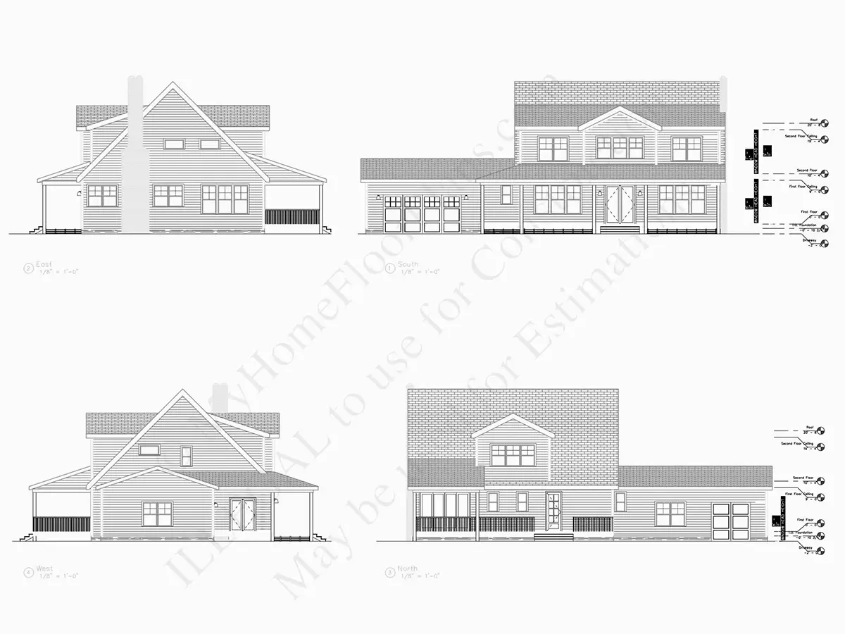 Dviejų aukštų namo projektas 255 m²: 4 Miegamieji, 4 Vonios, Atvira virtuvė, Garažas