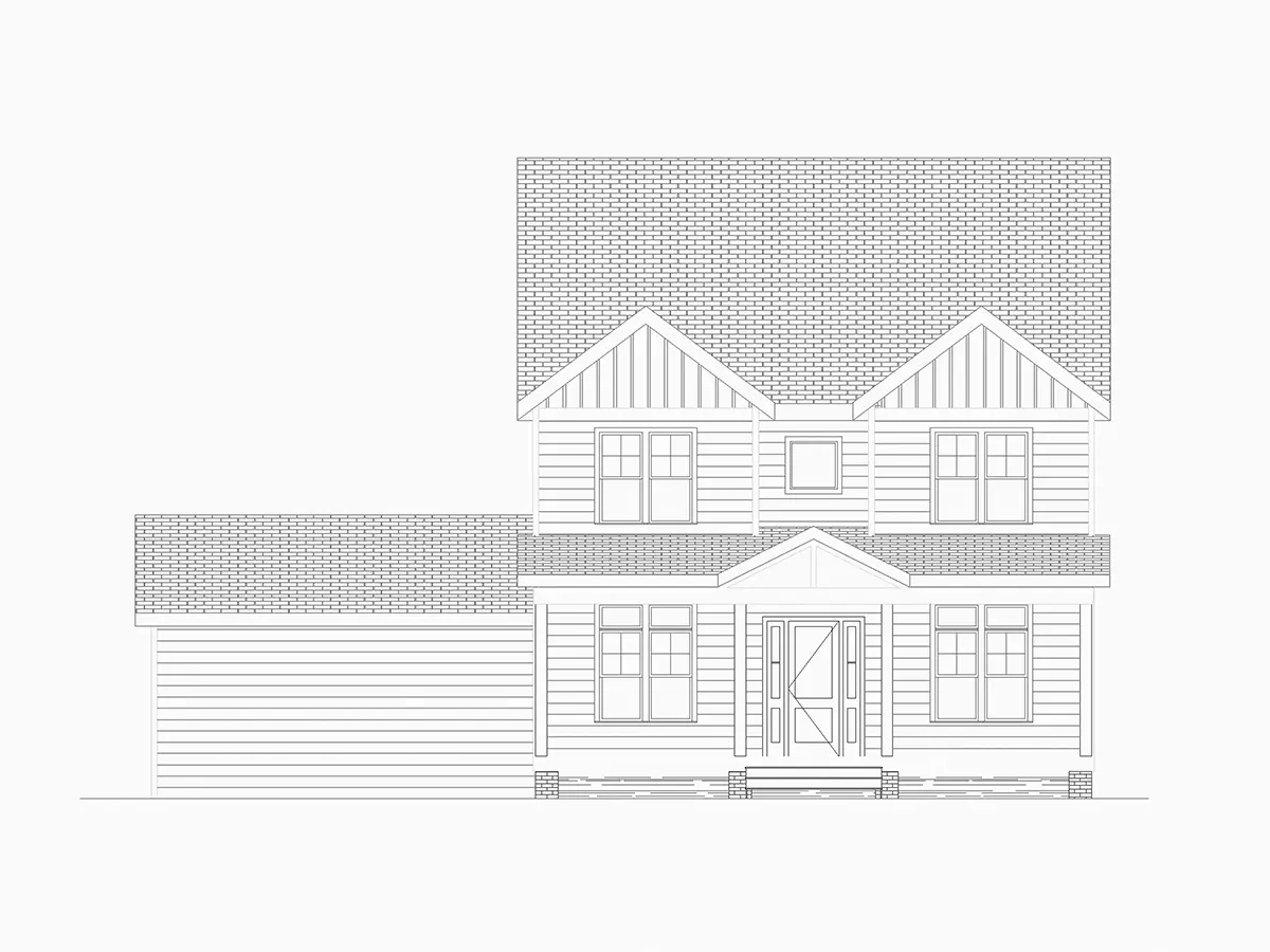 Dviejų aukštų namo projektas 237 m²: 4 Miegamieji, Darbo kambarys, 5 Vonios, Atvira virtuvė, Garažas