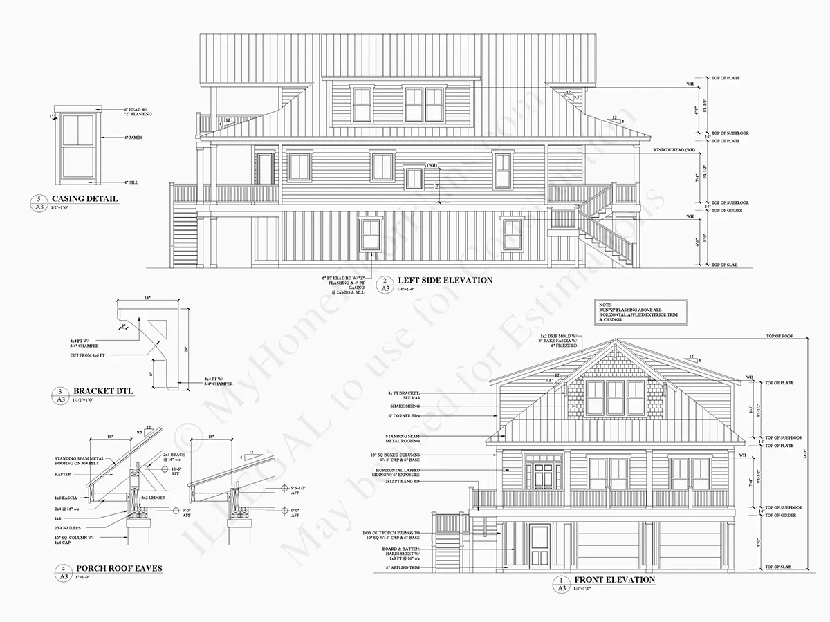 Trijų aukštų namo projektas 60 m²: 4 Miegamieji, 4 Vonios, Atvira virtuvė, Garažas