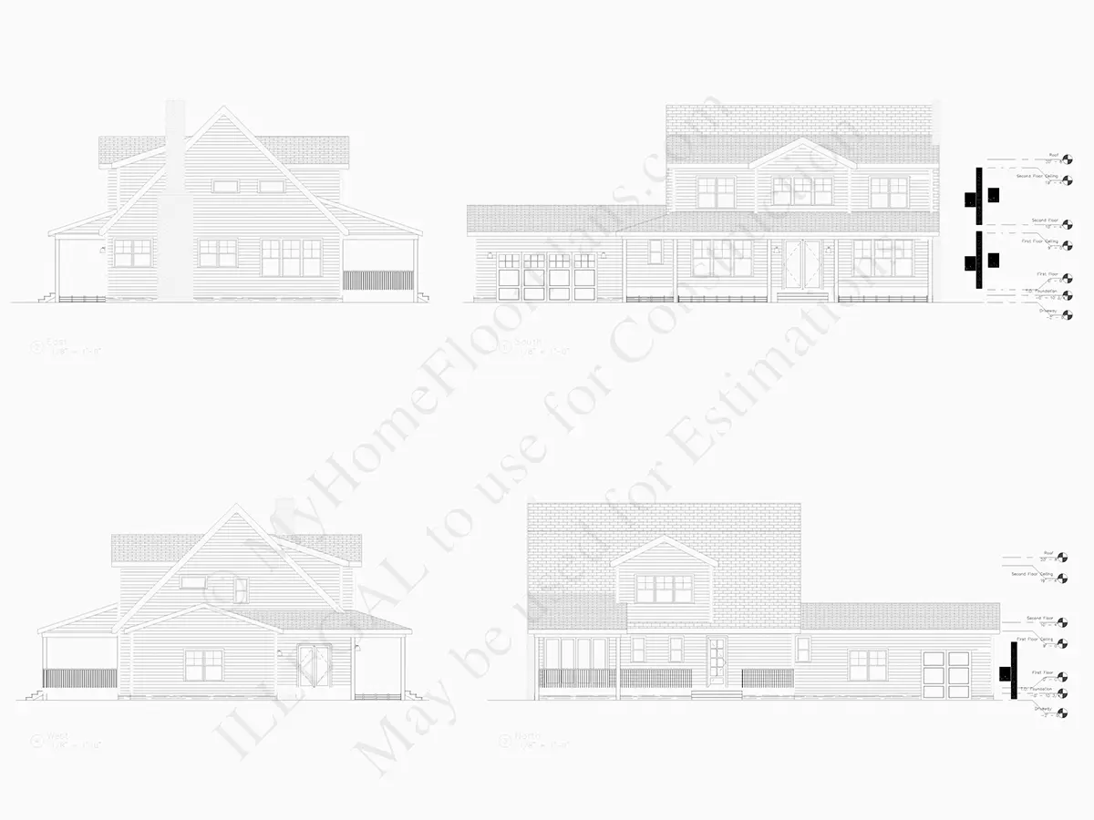 Dviejų aukštų namo projektas 255 m²: 4 Miegamieji, 4 Vonios, Atvira virtuvė, Garažas