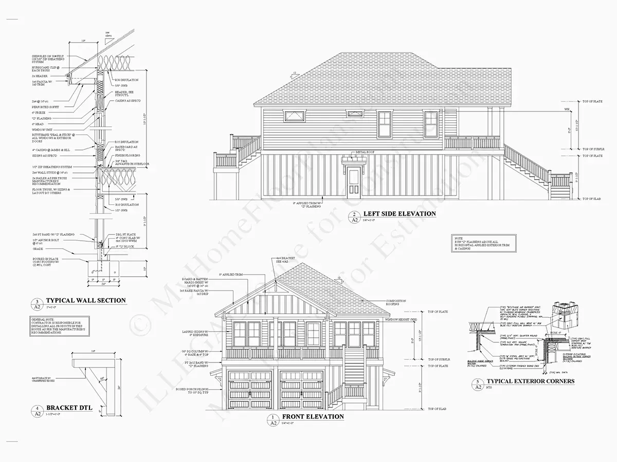 Dviejų aukštų namo projektas 197 m²: 4 Miegamieji, 4 Vonios, Atvira virtuvė, Garažas