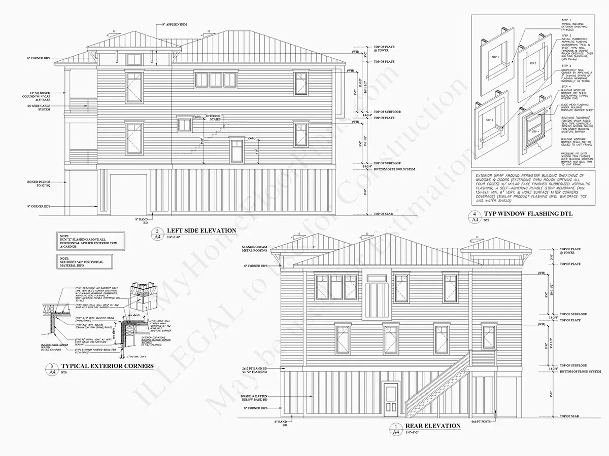 Trijų aukštų namo projektas 333 m²: 4 Miegamieji, Darbo kambarys, 5 Vonios, Atvira virtuvė, Garažas