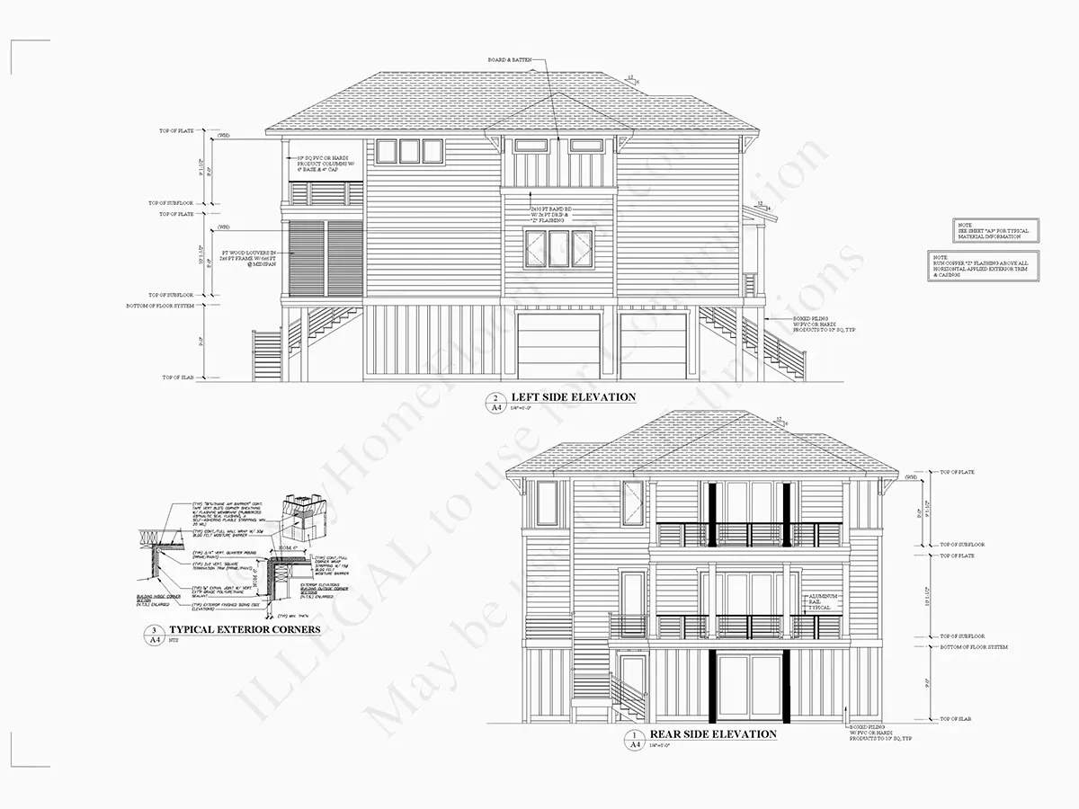 Trijų aukštų namo projektas 318 m²: 4 Miegamieji, 4 Vonios, Atvira virtuvė, Garažas