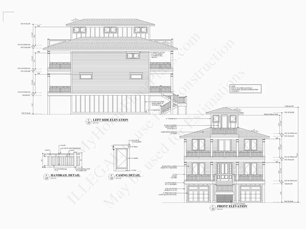 Trijų aukštų namo projektas 294 m²: 6 Miegamieji, 5 Vonios, Atvira virtuvė, Garažas
