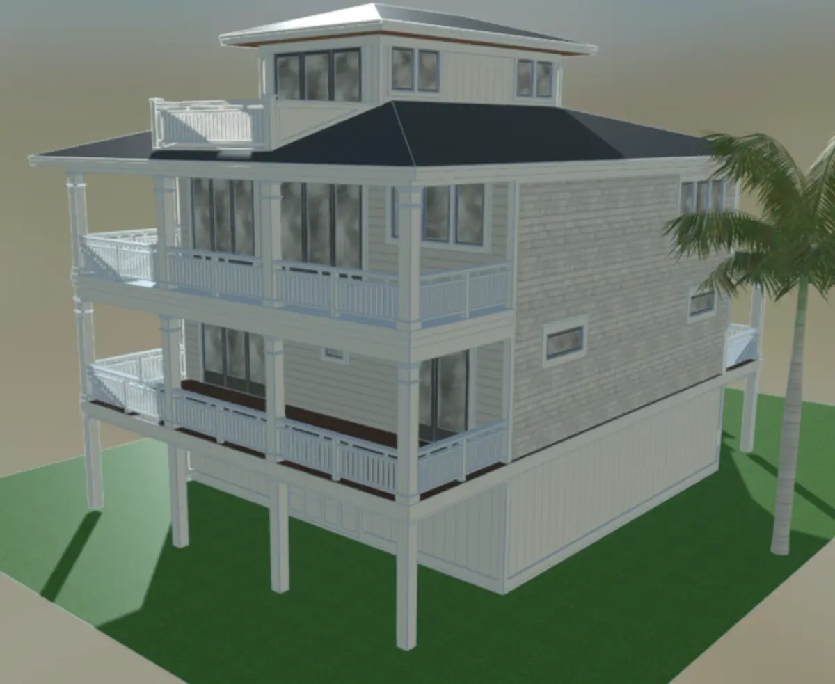 Trijų aukštų namo projektas 294 m²: 6 Miegamieji, 5 Vonios, Atvira virtuvė, Garažas