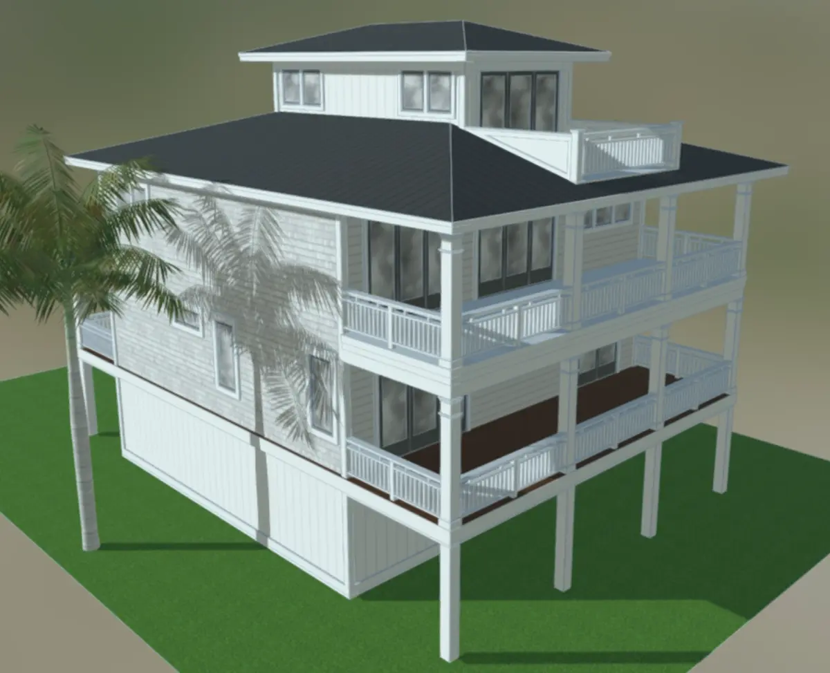 Trijų aukštų namo projektas 294 m²: 6 Miegamieji, 5 Vonios, Atvira virtuvė, Garažas