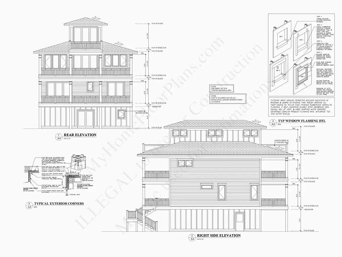 Trijų aukštų namo projektas 294 m²: 6 Miegamieji, 5 Vonios, Atvira virtuvė, Garažas