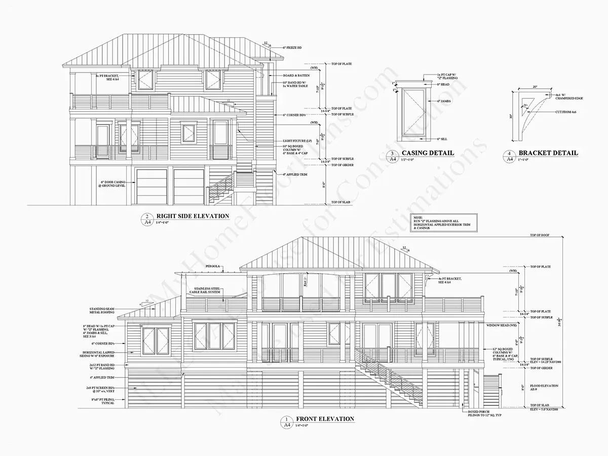 Trijų aukštų namo projektas 275 m²: 4 Miegamieji, 6 Vonios, Atvira virtuvė, Garažas