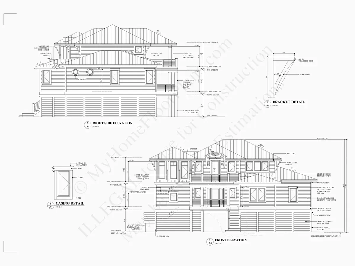Trijų aukštų namo projektas 285 m²: 4 Miegamieji, 5 Vonios, Atvira virtuvė, Garažas