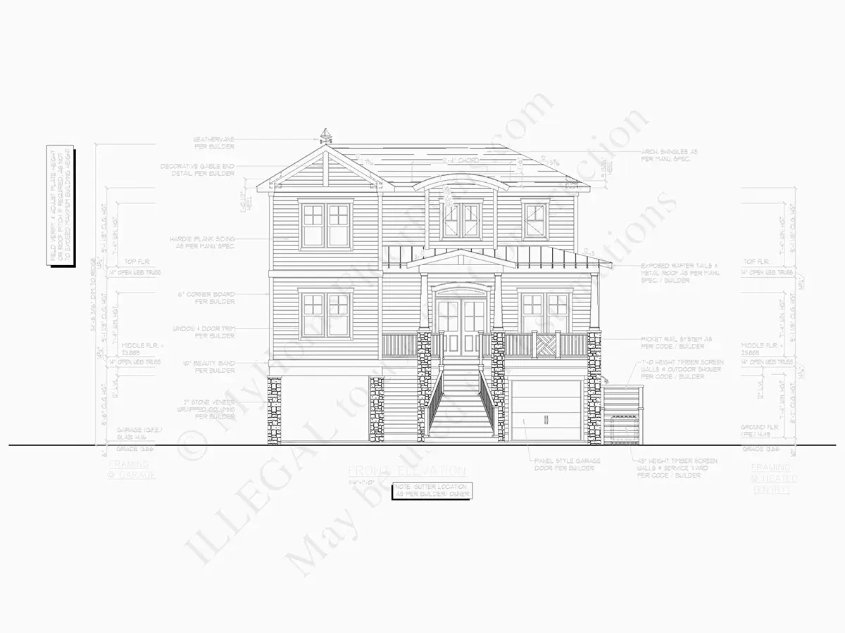 Trijų aukštų namo projektas 255 m²: 4 Miegamieji, 5 Vonios, Atvira virtuvė, Garažas
