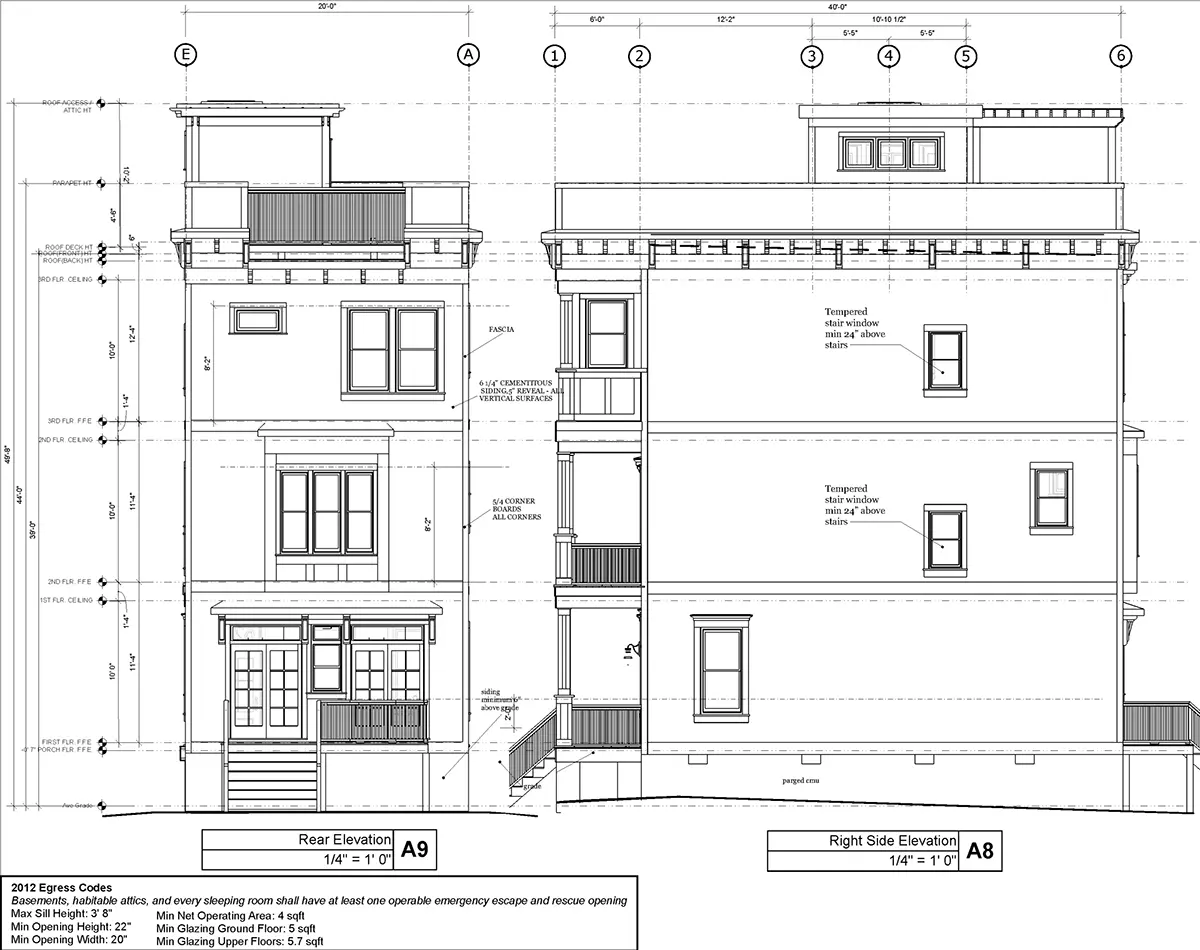 Fasadai 6 – Trijų aukštų namo projektas 211 m²: 3 Miegamieji, Darbo kambarys, 3 Vonios, Atvira virtuvė, be Garažo — 40783R