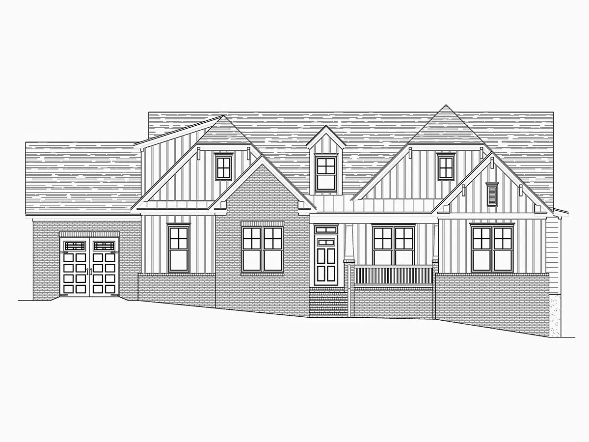 Namo projektas su mansarda 277 m²: 3 Miegamieji, Darbo kambarys, 4 Vonios, Atvira virtuvė, Garažas