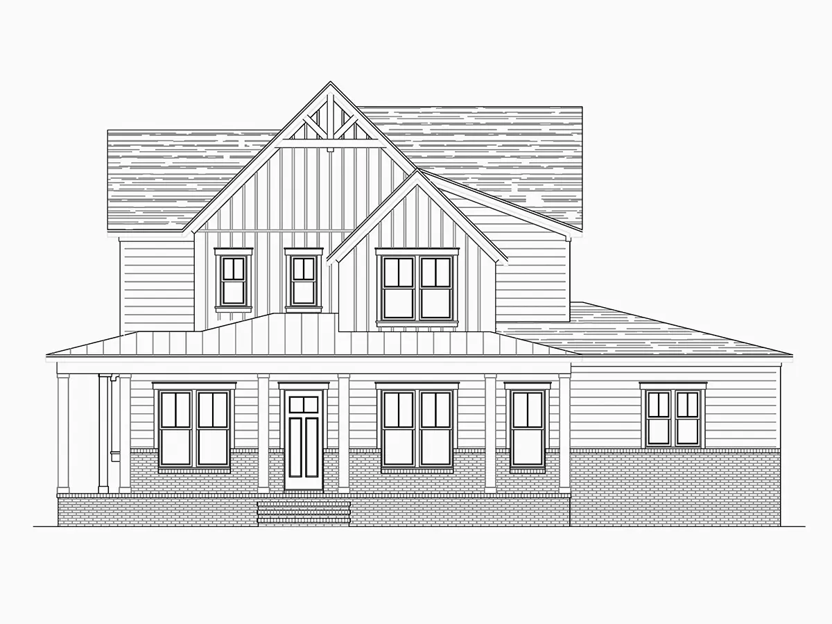 Dviejų aukštų namo projektas 375 m²: 4 Miegamieji, Darbo kambarys, 6 Vonios, Atvira virtuvė, Garažas