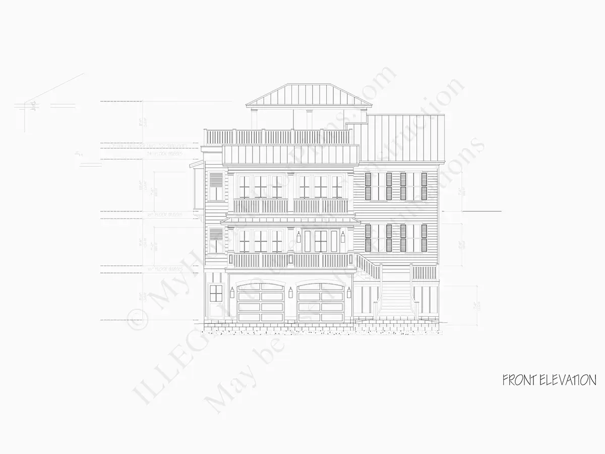 Trijų aukštų namo projektas 473 m²: 5 Miegamieji, 5 Vonios, Atvira virtuvė, Garažas